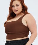 Brown Corset Top Sleeveless Crop