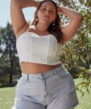 White Crop Top Broderie Corset Top