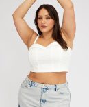 White Crop Top Broderie Corset Top