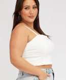 White Crop Top Broderie Corset Top