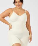 Beige Seamless Backless Sculpting Bodysuit