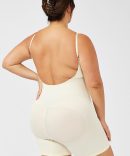 Beige Seamless Backless Sculpting Bodysuit